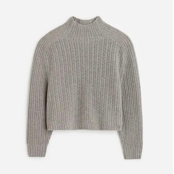 Madewell Sweaters - NWOT Madewell 100% Merino Wool Pointelle-Stitch Mockneck Sweater Grey Small